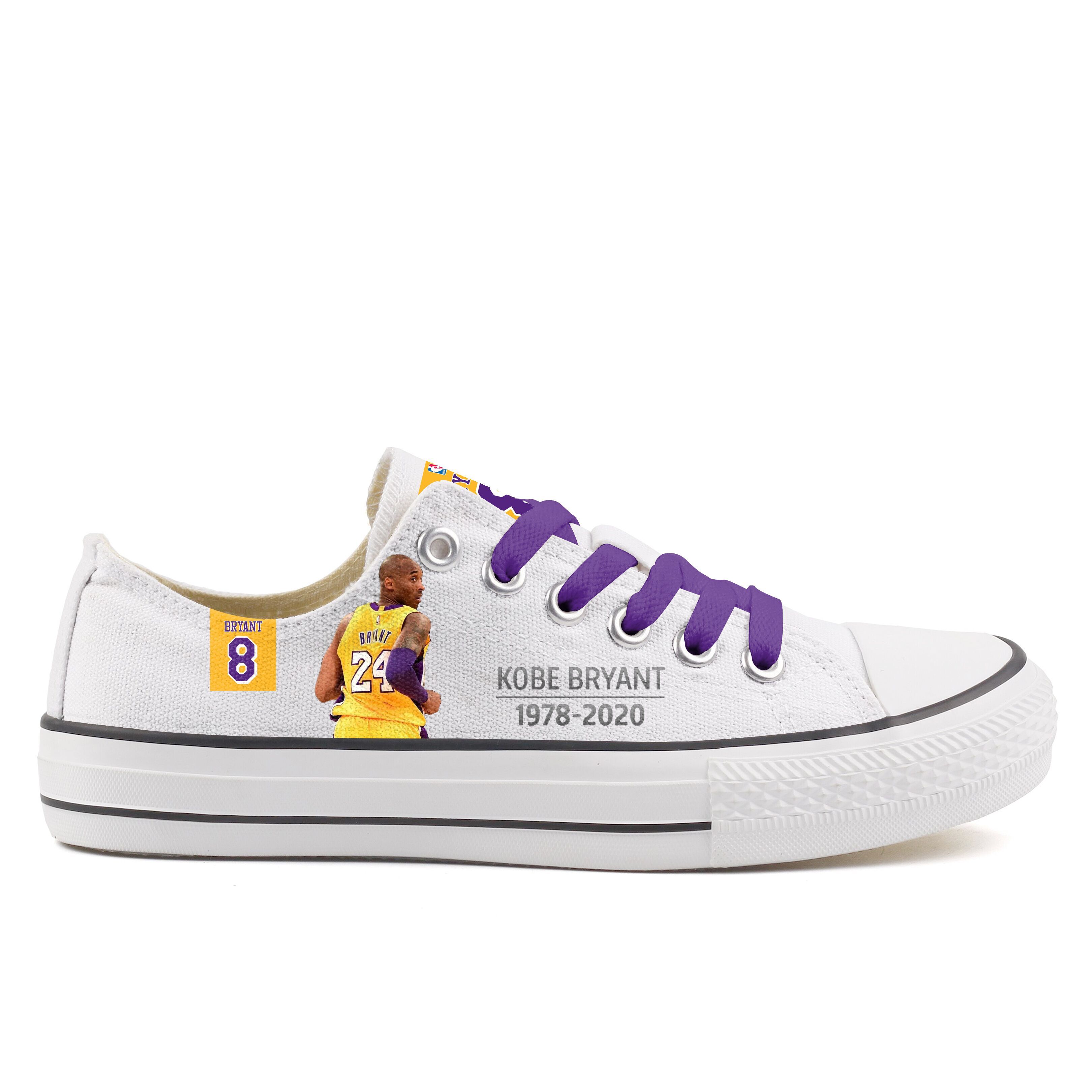 Women's and Youth Los Angeles Lakers Kobe Bryant Repeat Print Low Top Sneakers 010
